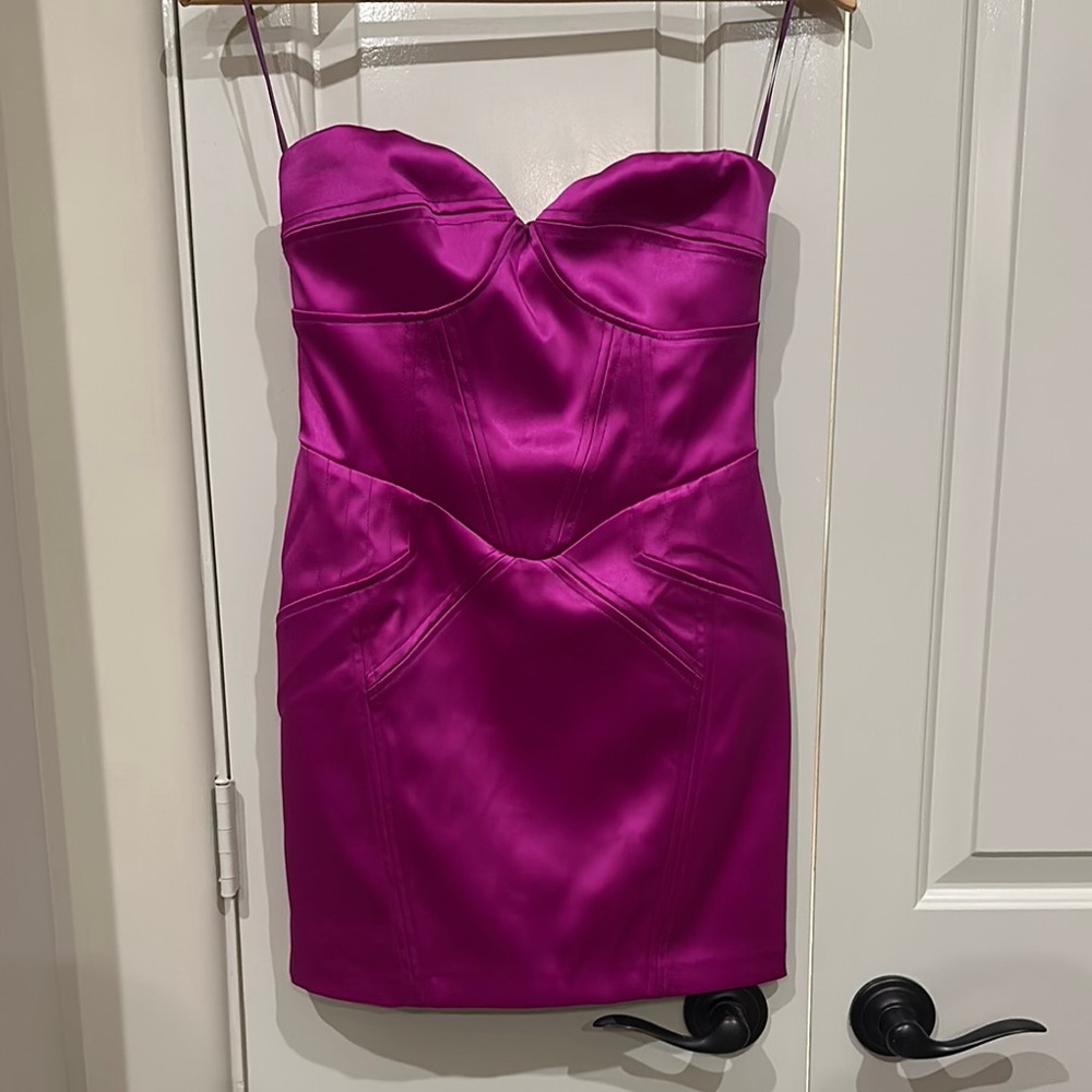 Elegant Magenta Satin Dress